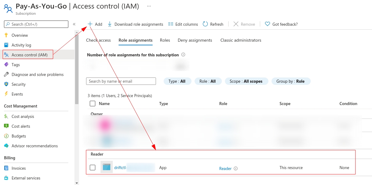 Set up Reader role for the Azure provider